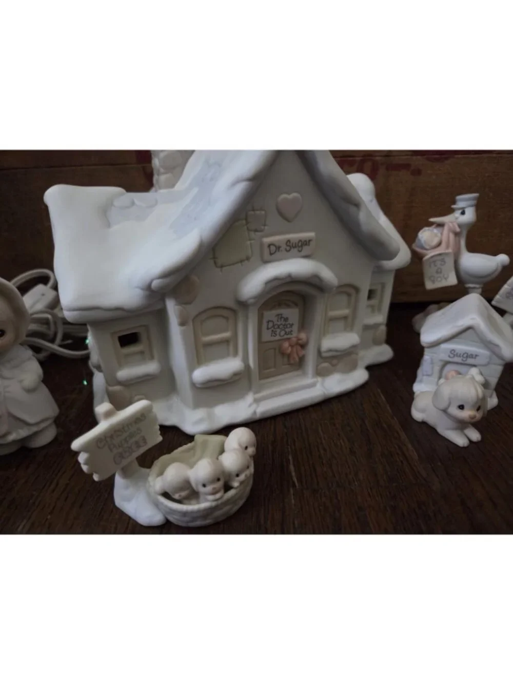 Vtg Enesco Precious Moments Sugar Town Doctors Office 7 Piece Collectors Set